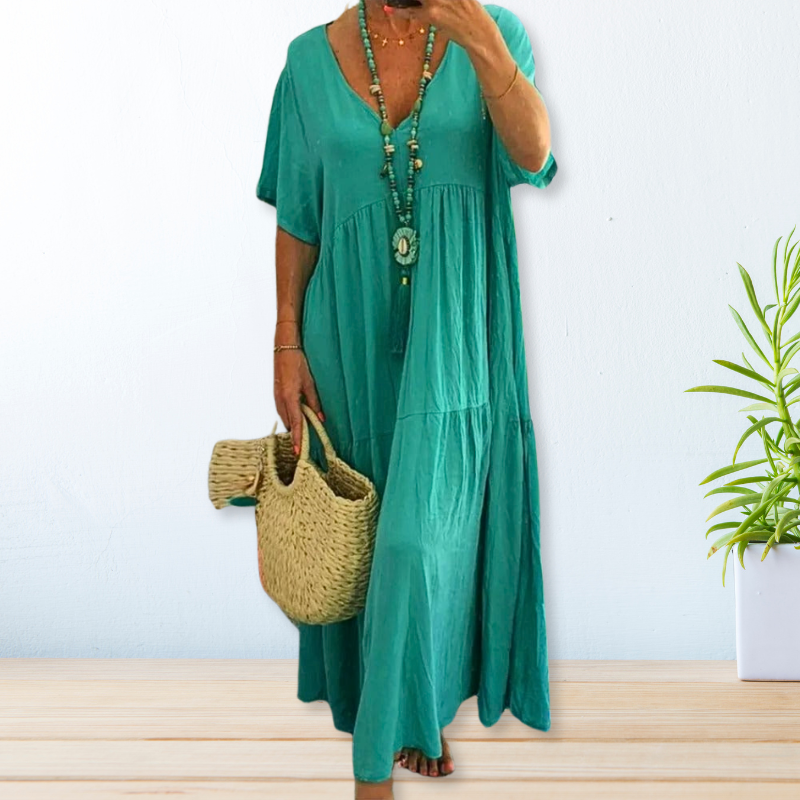 Maxi-jurk voor dames – Ademend katoen – Losse pasvorm – Flatterend silhouet