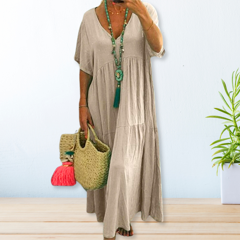 Maxi-jurk voor dames – Ademend katoen – Losse pasvorm – Flatterend silhouet