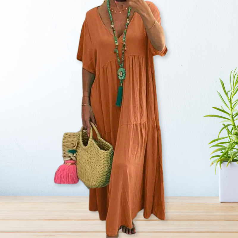 Maxi-jurk voor dames – Ademend katoen – Losse pasvorm – Flatterend silhouet