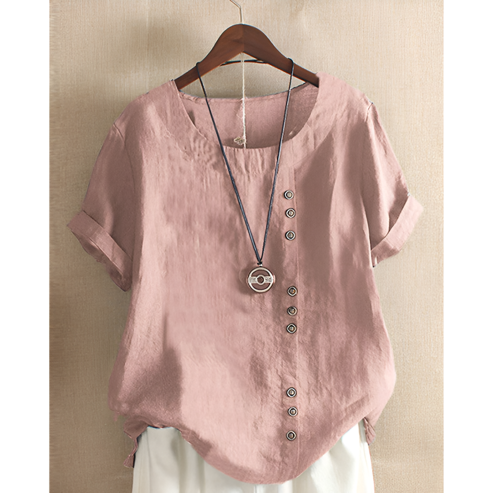 Dames T-shirt – Trendy knopen – Veelzijdige look – Ademend materiaal