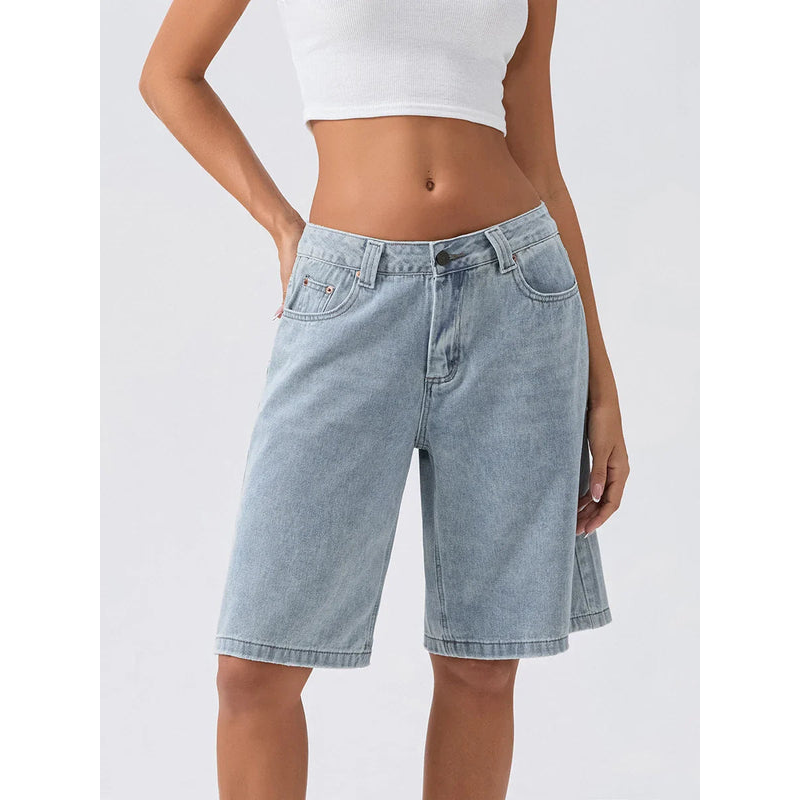 Dames shorts – Losse pasvorm – Lichtblauwe wassing – Comfortabel ontwerp