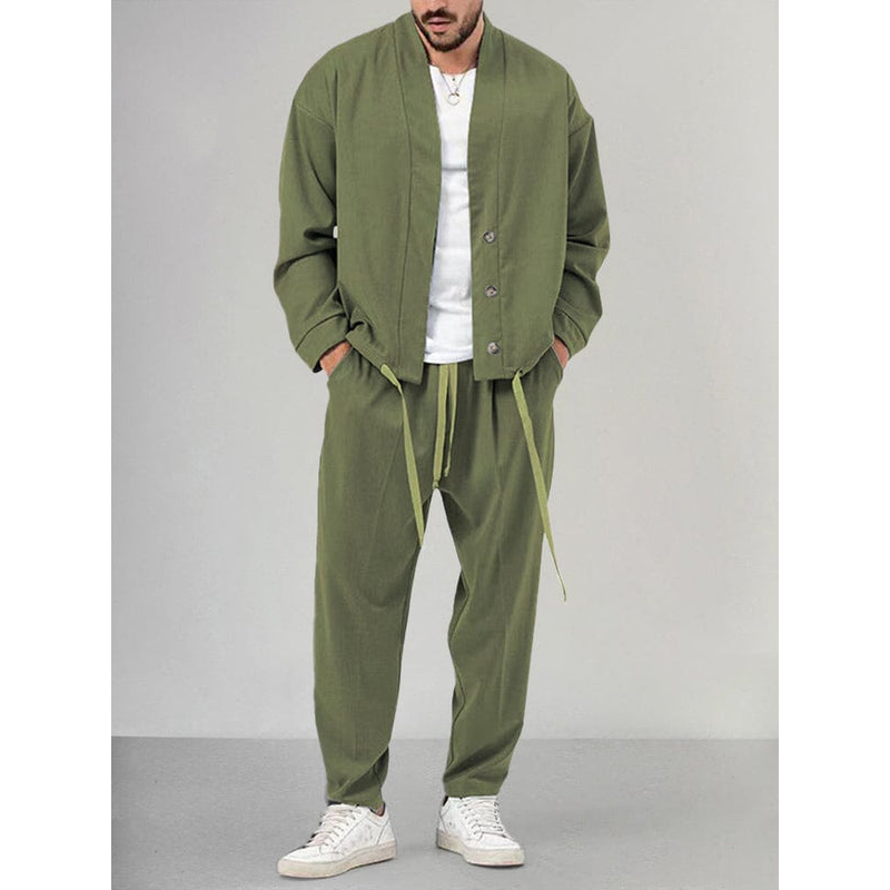 Heren set - Comfortabele katoenmix - Relaxte stijl - Functioneel trekkoord