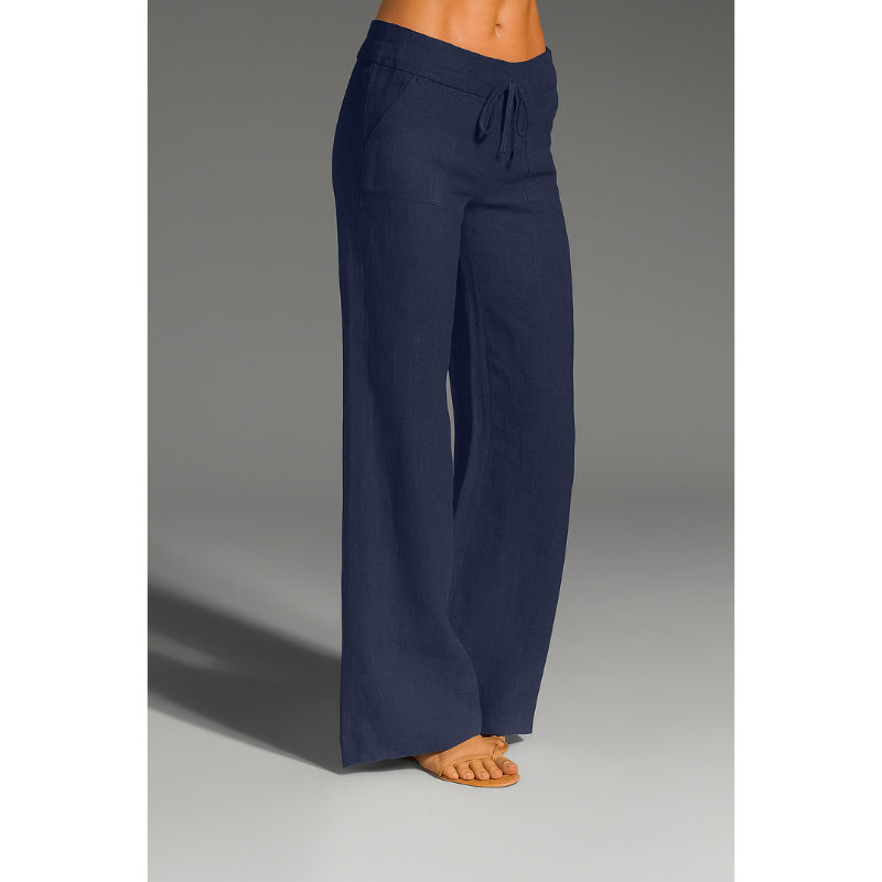Linnen broek voor dames – 100% premium linnen – wijde pijpen – ademend comfort