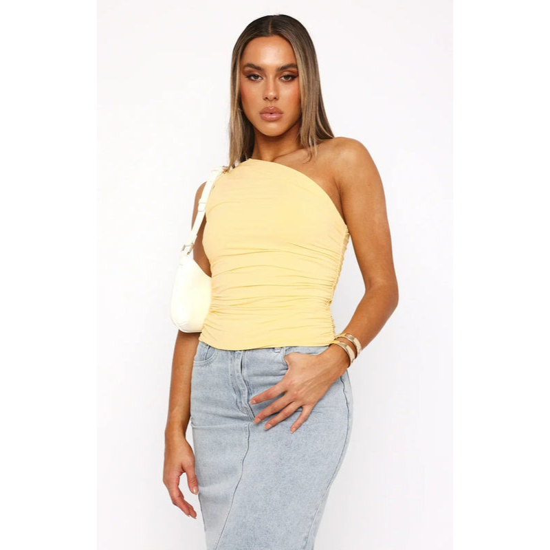 Dames top – Eén schouder – Elegante pasvorm – Asymmetrisch ontwerp