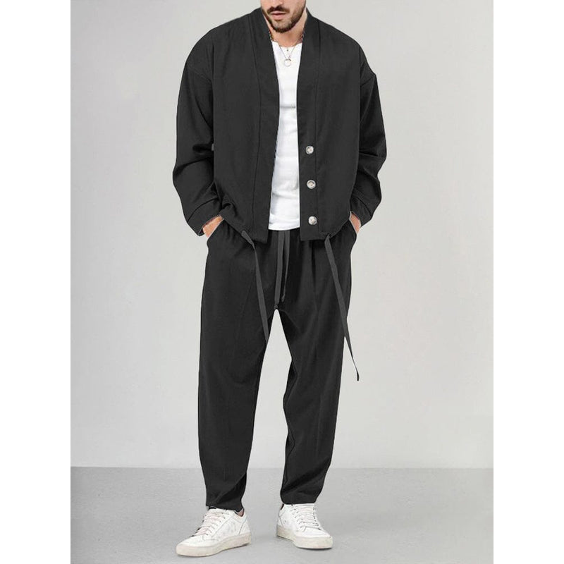 Heren set - Comfortabele katoenmix - Relaxte stijl - Functioneel trekkoord