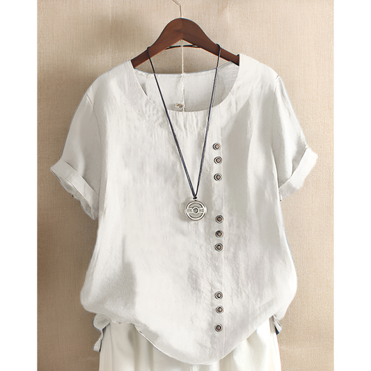 Dames T-shirt – Trendy knopen – Veelzijdige look – Ademend materiaal