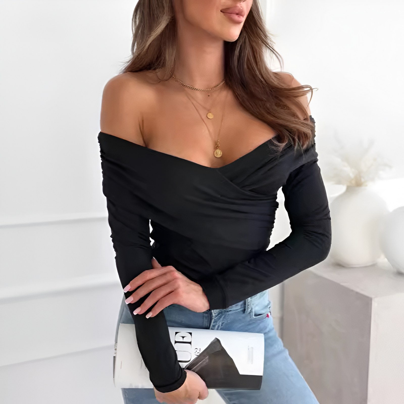 Off-shoulder top voor dames – Casual chic – Veelzijdige look – Comfortabele pasvorm