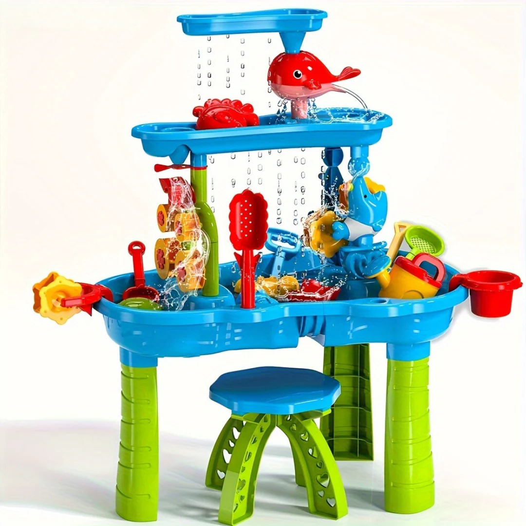 3-in-1 Speeltafel Kinderen voor Zand en Water met 15 Accessoires – Duurzaam en Veilig Buitenplezier