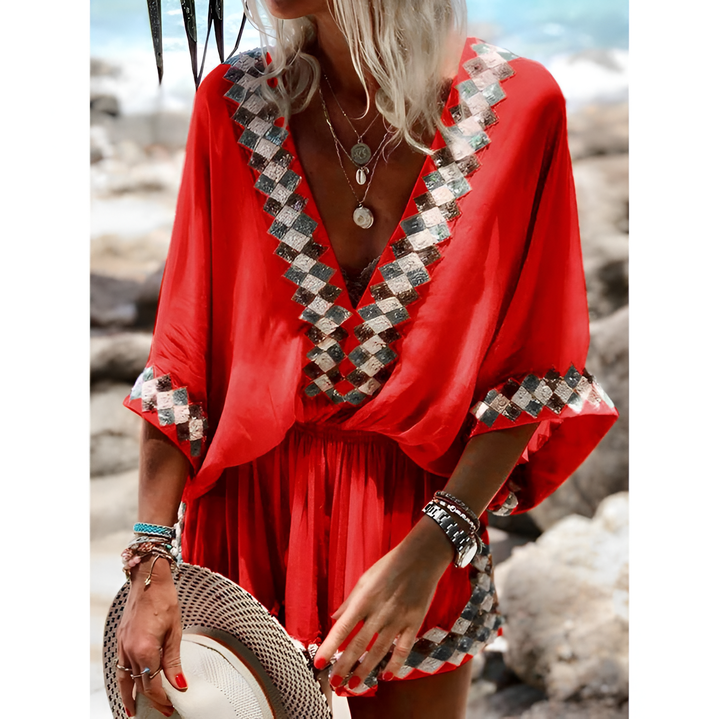 Dames romper – Losse pasvorm – Lichtgewicht stof – Lange mouwen