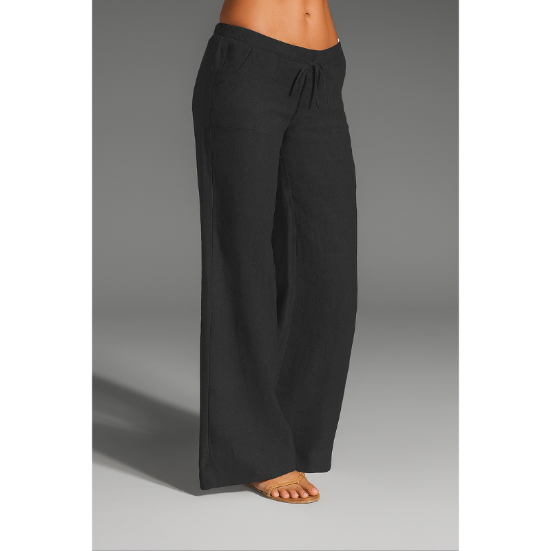 Linnen broek voor dames – 100% premium linnen – wijde pijpen – ademend comfort