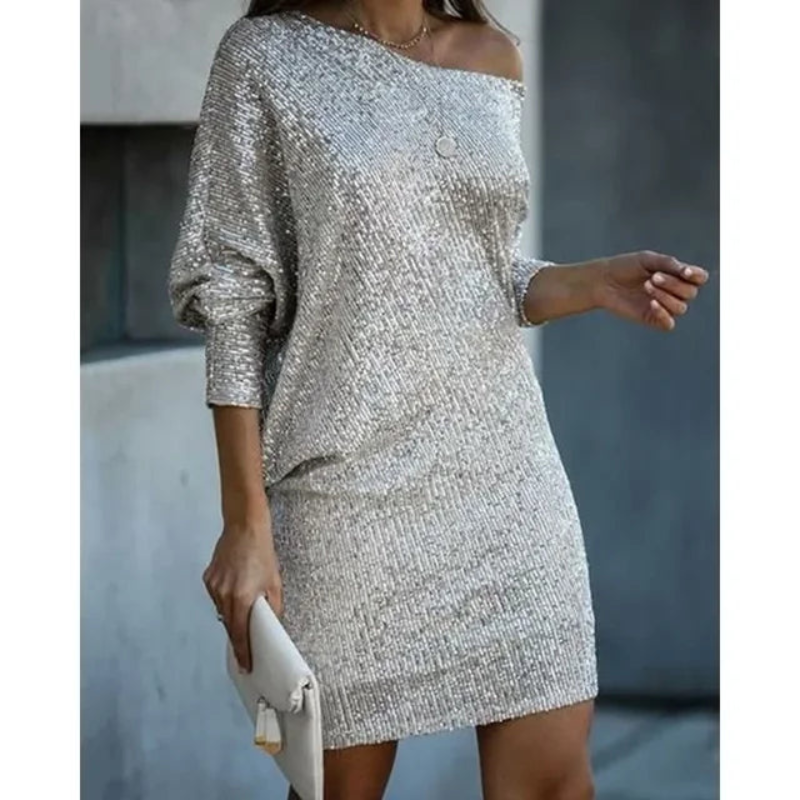 Damesfeestjurk – Glanzende pailletten – Elegant silhouet – Ademende stof