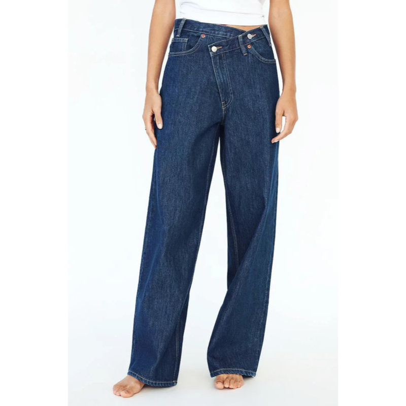 Damesjeans met wijde pijpen – Lange lengte – Slijtvaste denim – Ontwerp met vijf zakken