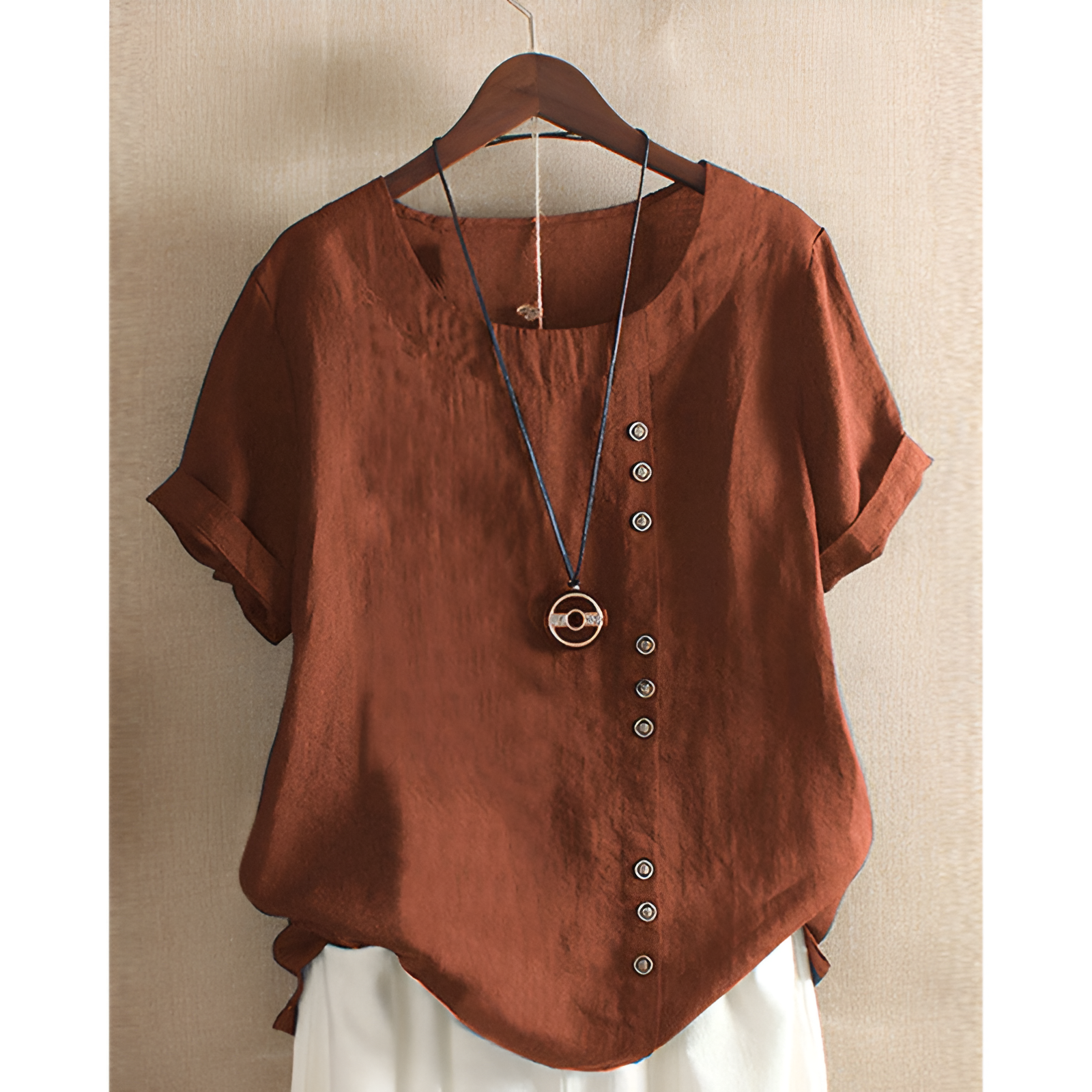 Dames T-shirt – Trendy knopen – Veelzijdige look – Ademend materiaal