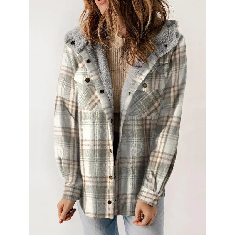 Dames geruite jas - Comfortabele fleecevoering - Lichtgewicht ontwerp - Casual stijl