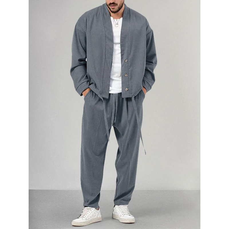 Heren set - Comfortabele katoenmix - Relaxte stijl - Functioneel trekkoord