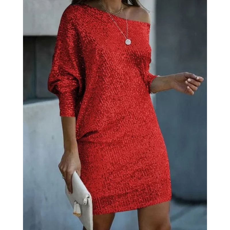 Damesfeestjurk – Glanzende pailletten – Elegant silhouet – Ademende stof