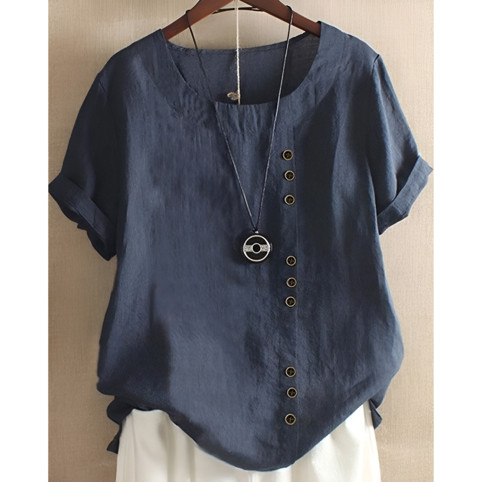 Dames T-shirt – Trendy knopen – Veelzijdige look – Ademend materiaal