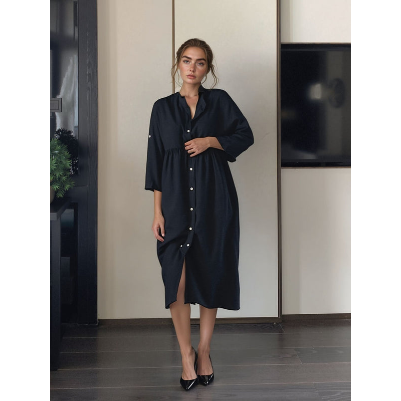 Midi-jurk voor dames – Knoopsluiting aan de voorkant – Elegante pasvorm – Opvallend ontwerp