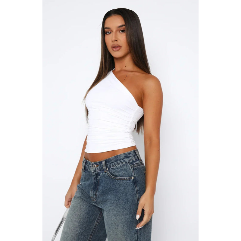 Dames top – Eén schouder – Elegante pasvorm – Asymmetrisch ontwerp