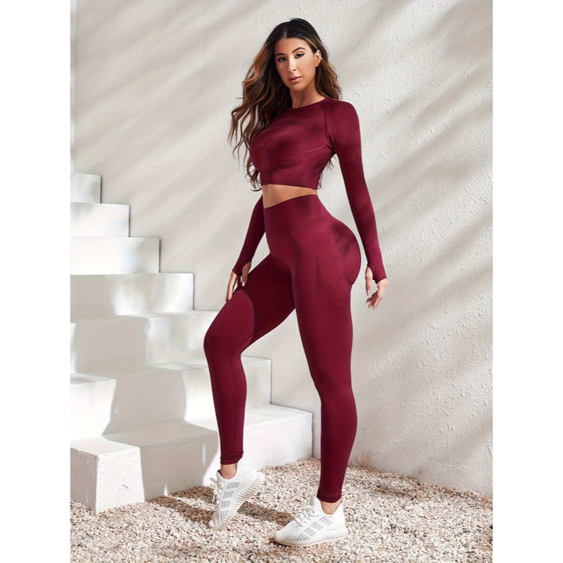 Yogaset voor dames – 2-delig – Zeer rekbaar – Ademende stof