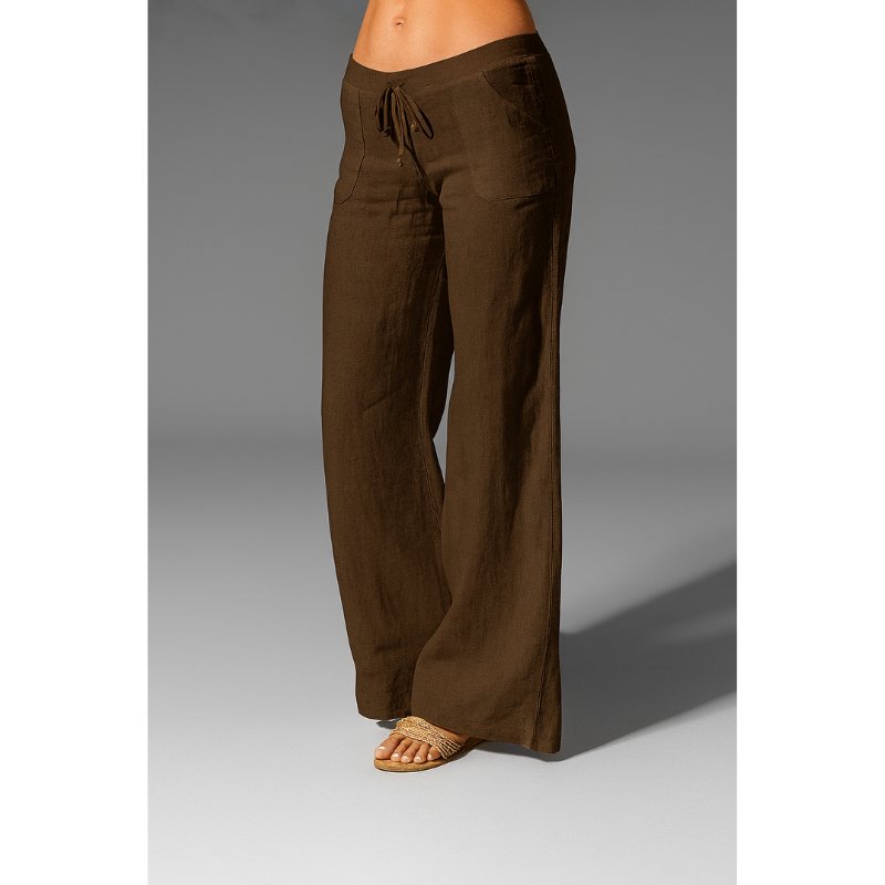 Linnen broek voor dames – 100% premium linnen – wijde pijpen – ademend comfort