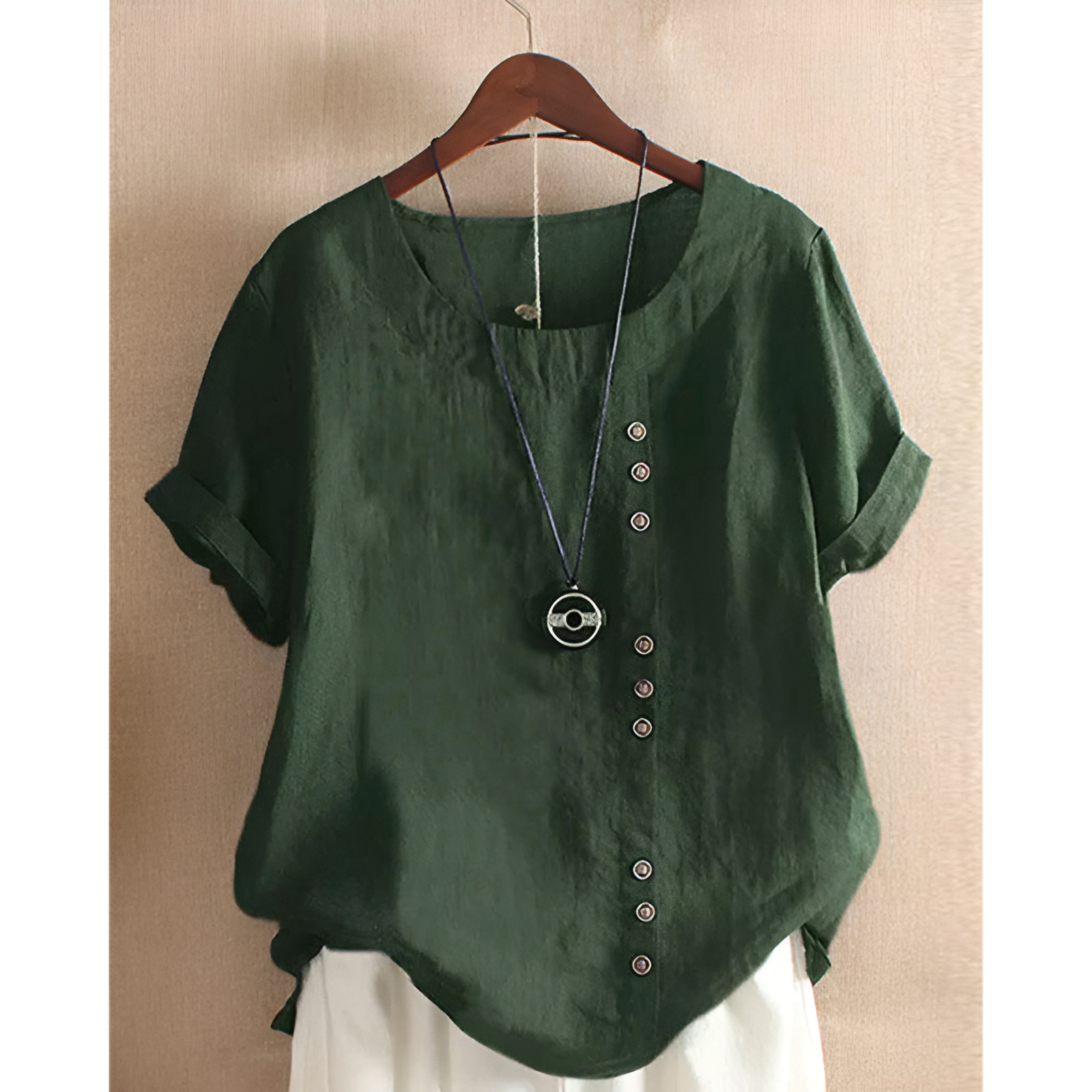 Dames T-shirt – Trendy knopen – Veelzijdige look – Ademend materiaal