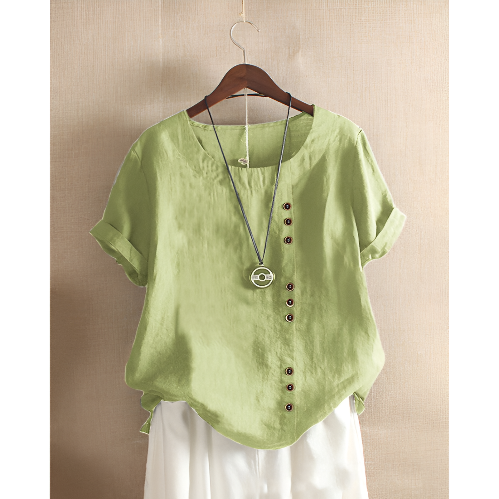 Dames T-shirt – Trendy knopen – Veelzijdige look – Ademend materiaal