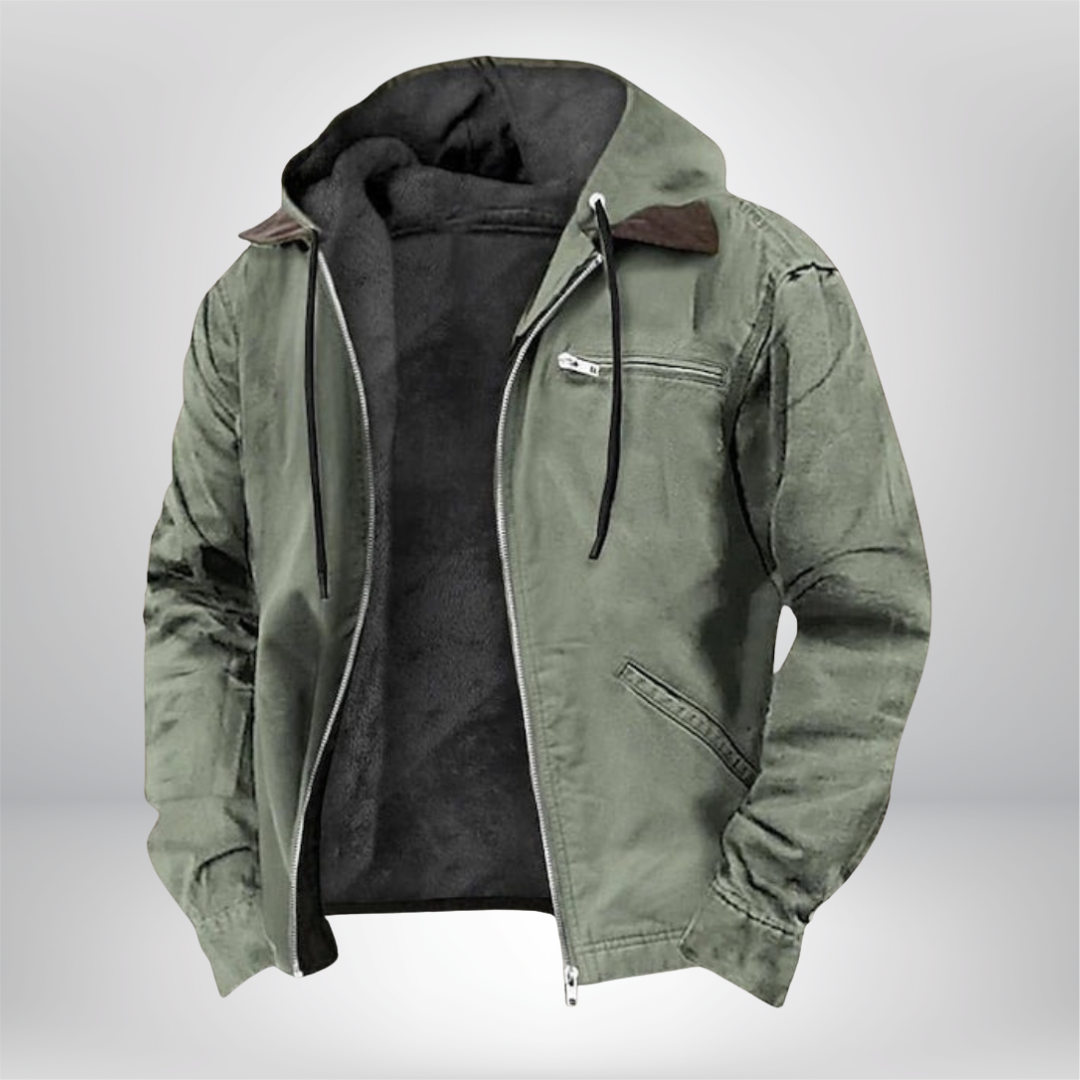 Heren Jas met Fleecevoering en Capuchon | Ritssluiting, Warm, Waterdicht, Casual Outdoor Jas