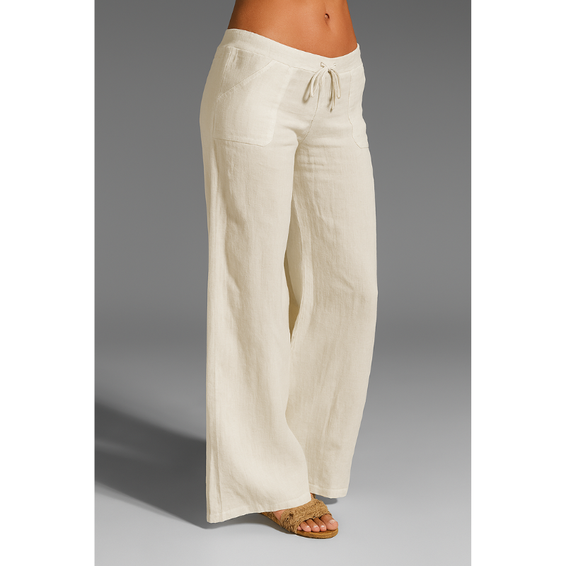 Linnen broek voor dames – 100% premium linnen – wijde pijpen – ademend comfort