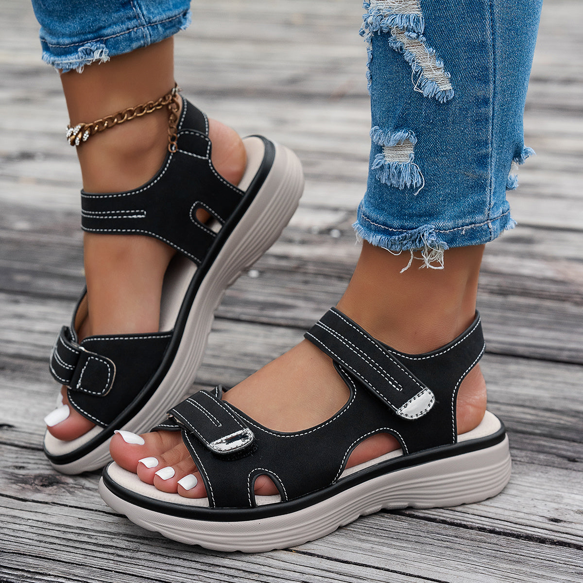 Damessandalen – Ademend materiaal – Orthopedisch comfort – Flexibele zool