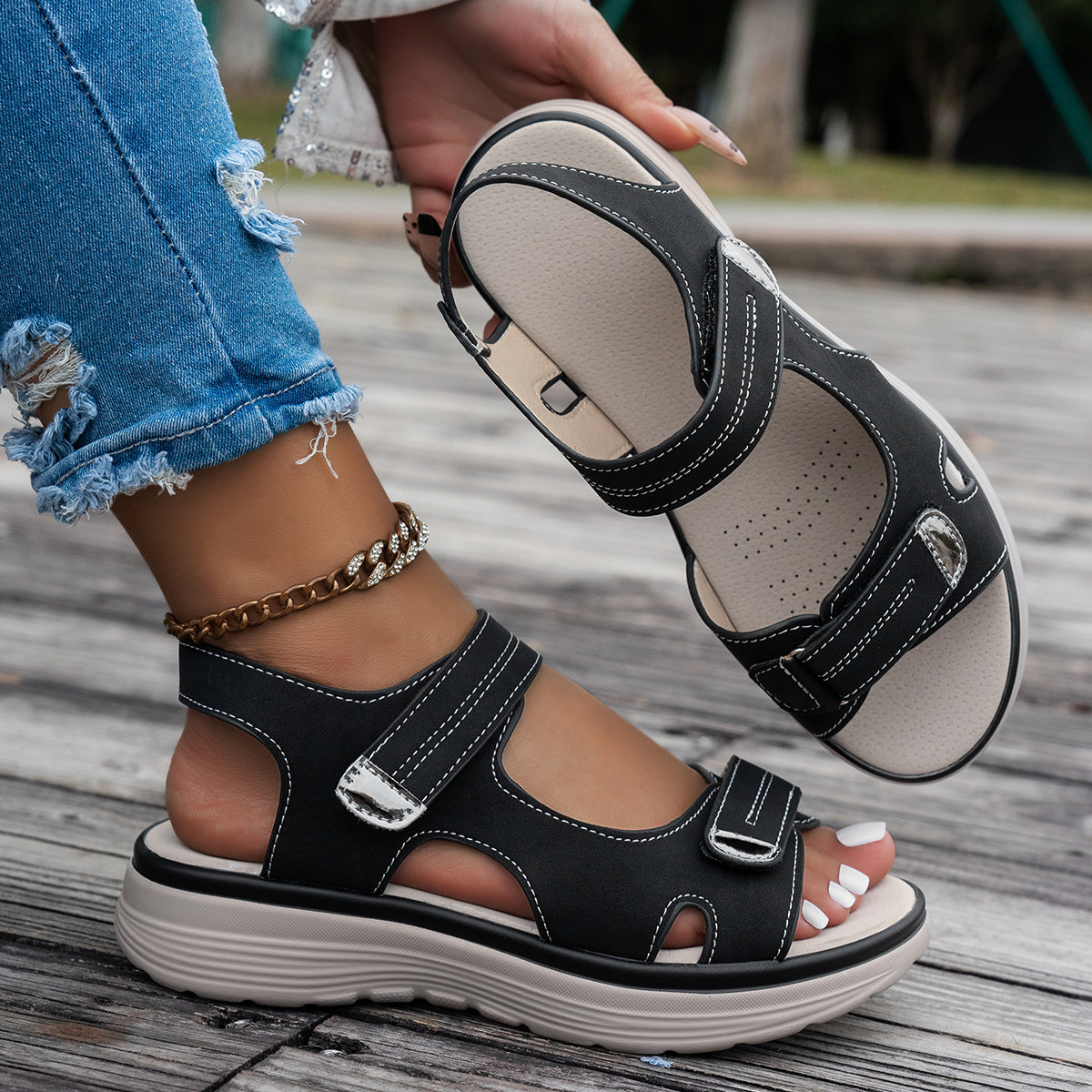 Damessandalen – Ademend materiaal – Orthopedisch comfort – Flexibele zool