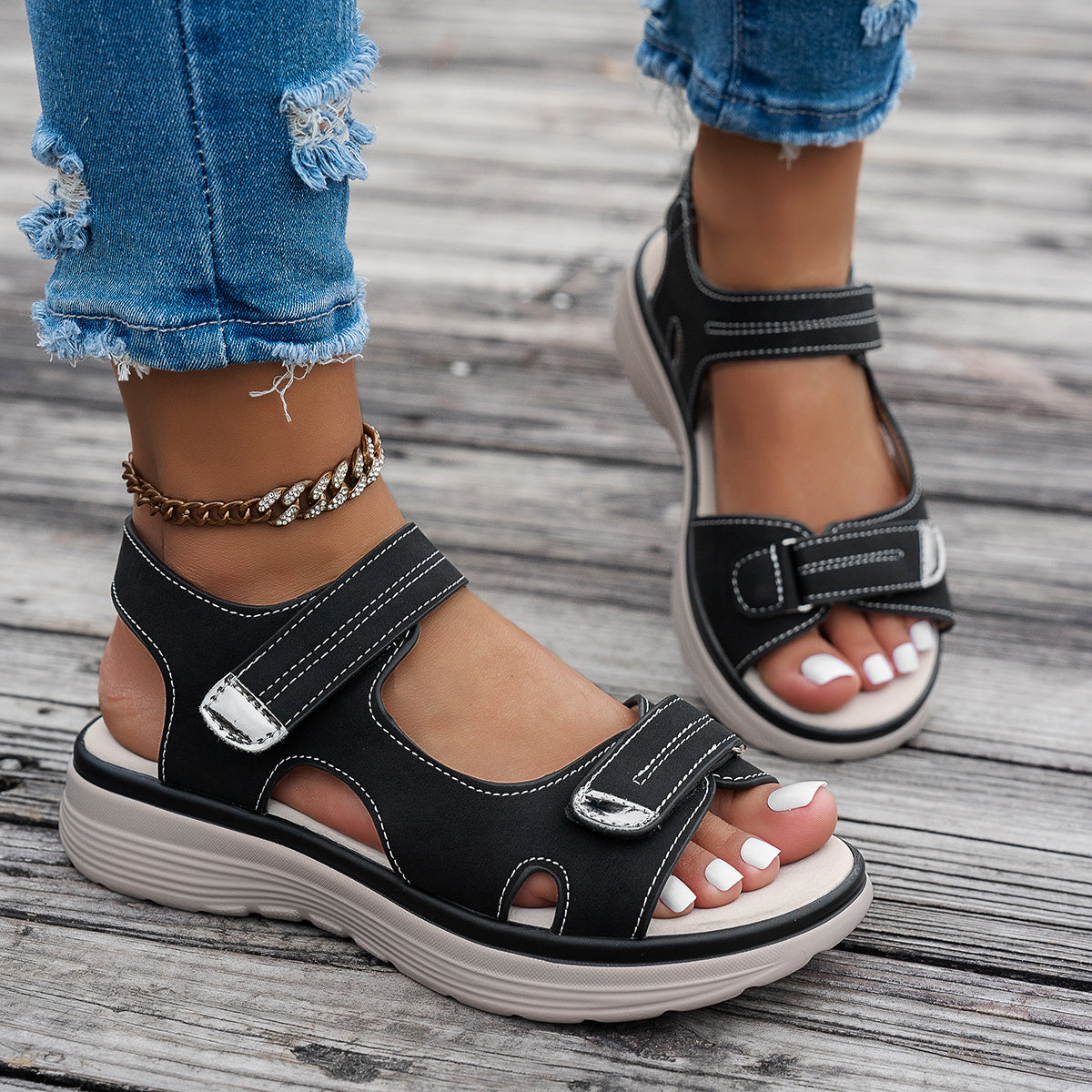 Damessandalen – Ademend materiaal – Orthopedisch comfort – Flexibele zool