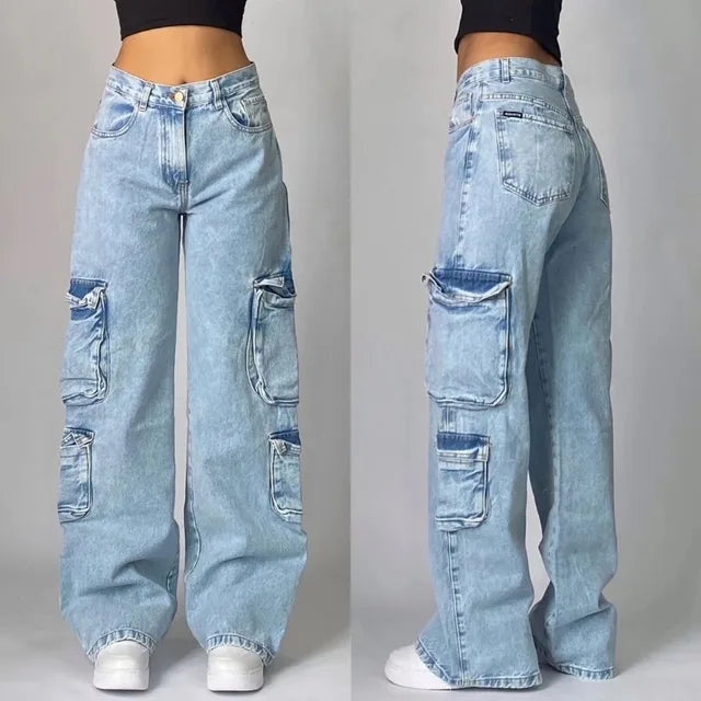 Baggy jeans voor dames - Hoge taille - 100% katoen - Ademende stof