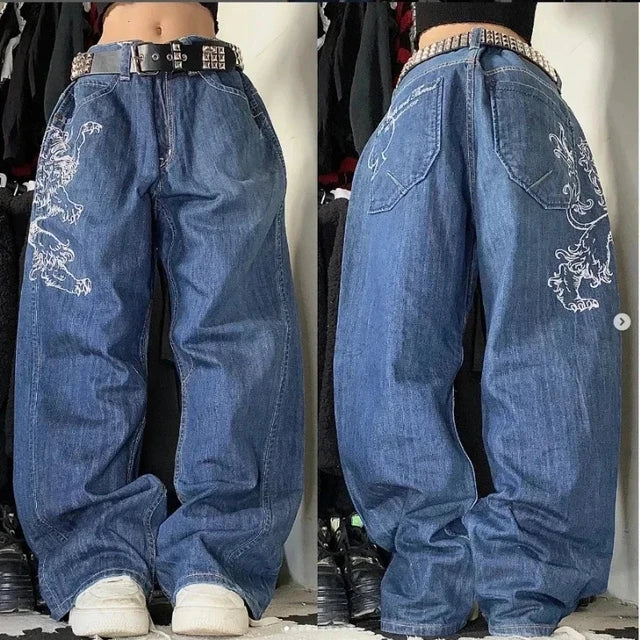 Baggy jeans voor dames - Hoge taille - 100% katoen - Ademende stof