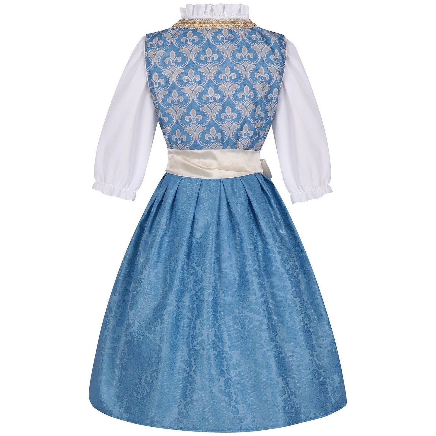 Blauwe dirndljurk met blouse en kanten schort – Oktoberfest | Feestelijk traditioneel kostuum voor vrouwen