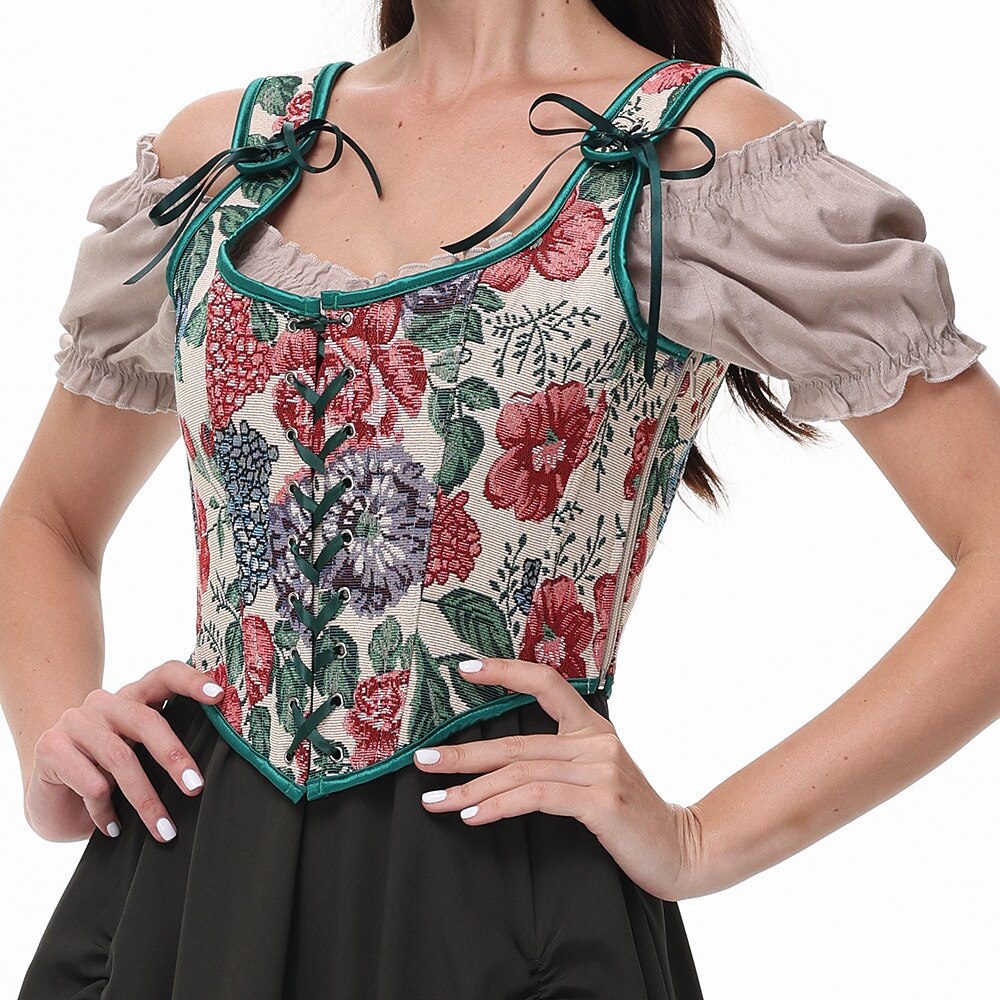 Bloemencorset met vetersluiting – U-rug | Romantische top met een florale touch