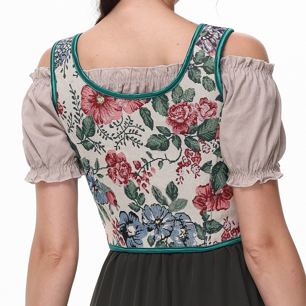 Bloemencorset met vetersluiting – U-rug | Romantische top met een florale touch