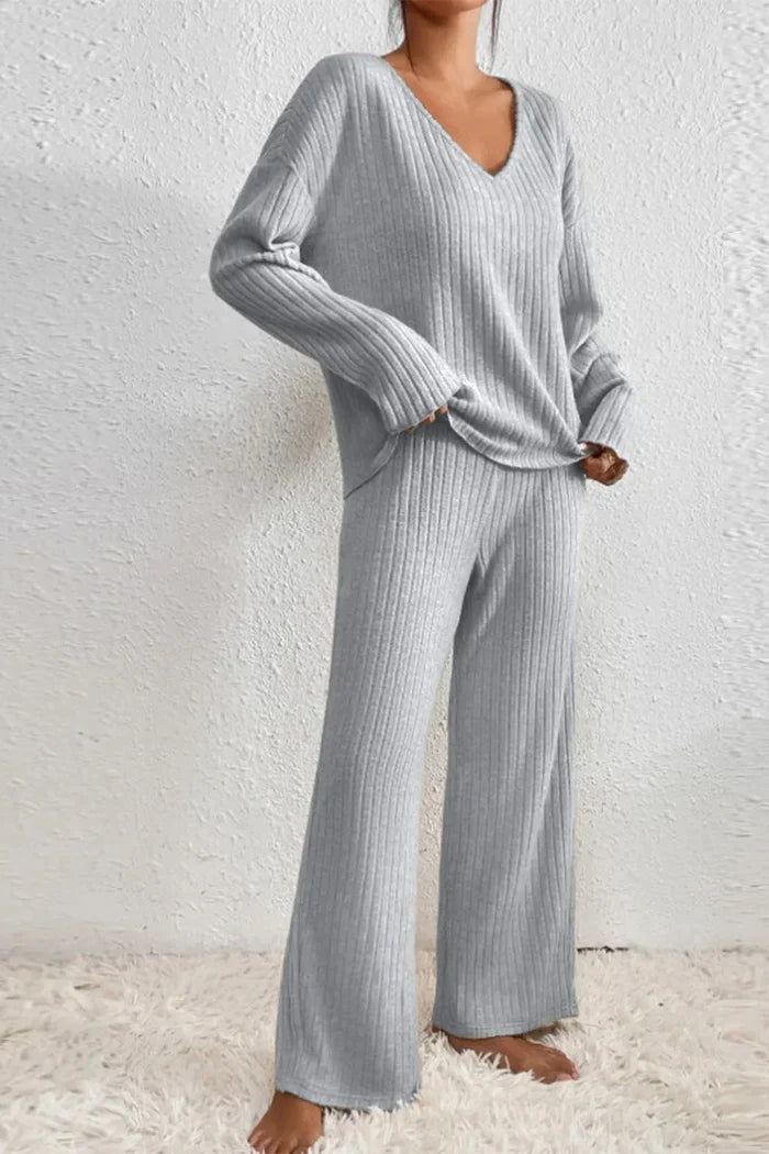 Caelis geribbelde tweedelige loungewearset voor dames