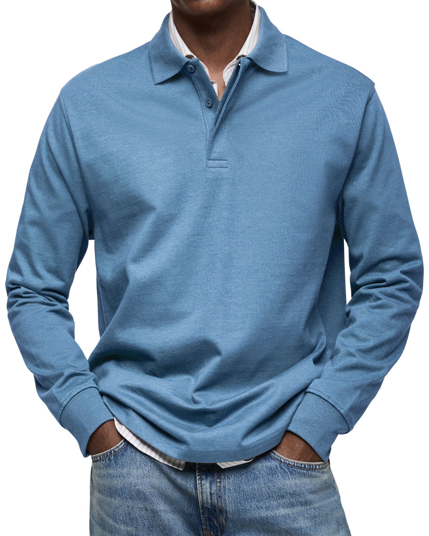 Heren poloshirt met lange mouwen – Klassieke pasvorm – Ademende stof – Tijdloze stijl