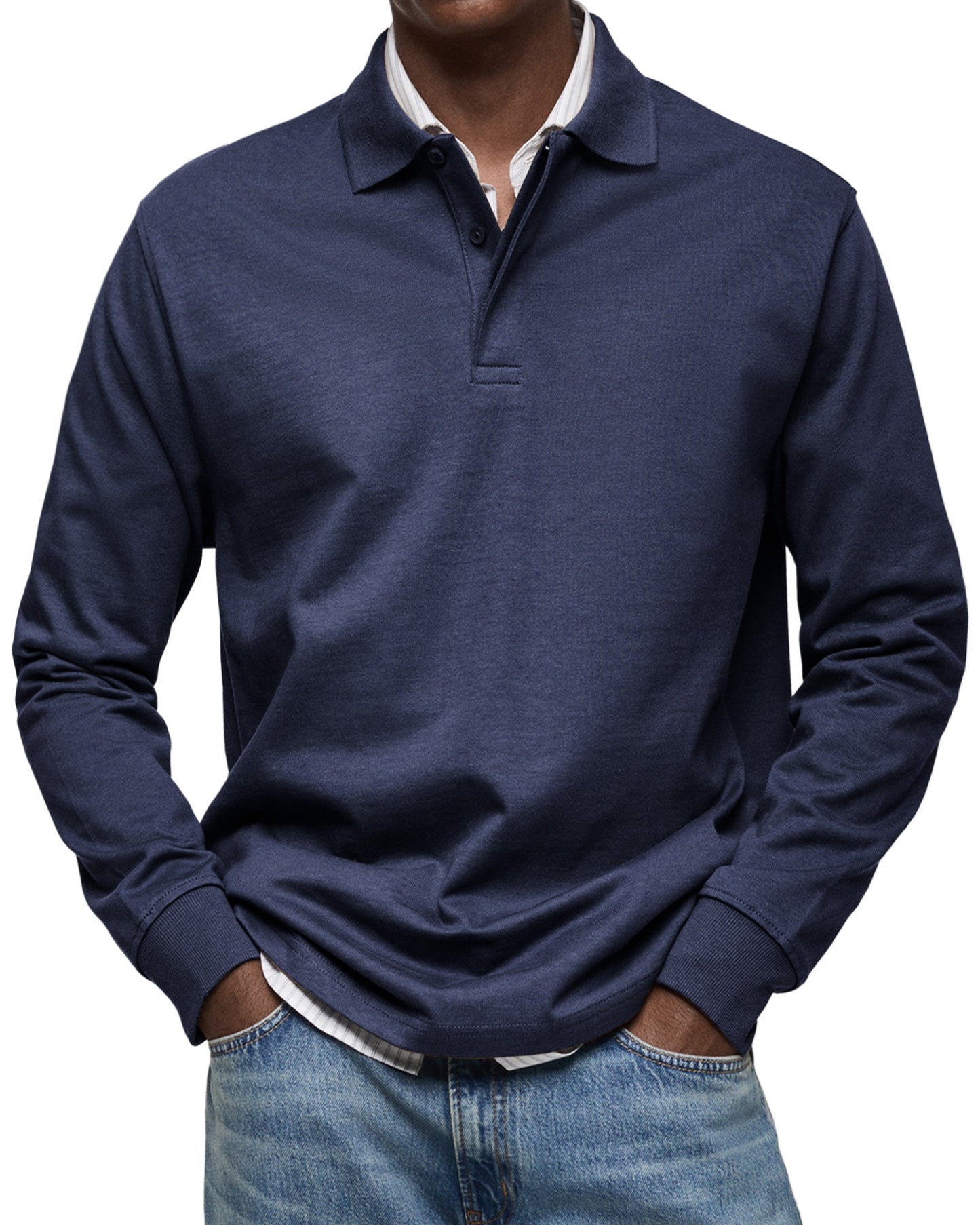 Heren poloshirt met lange mouwen – Klassieke pasvorm – Ademende stof – Tijdloze stijl