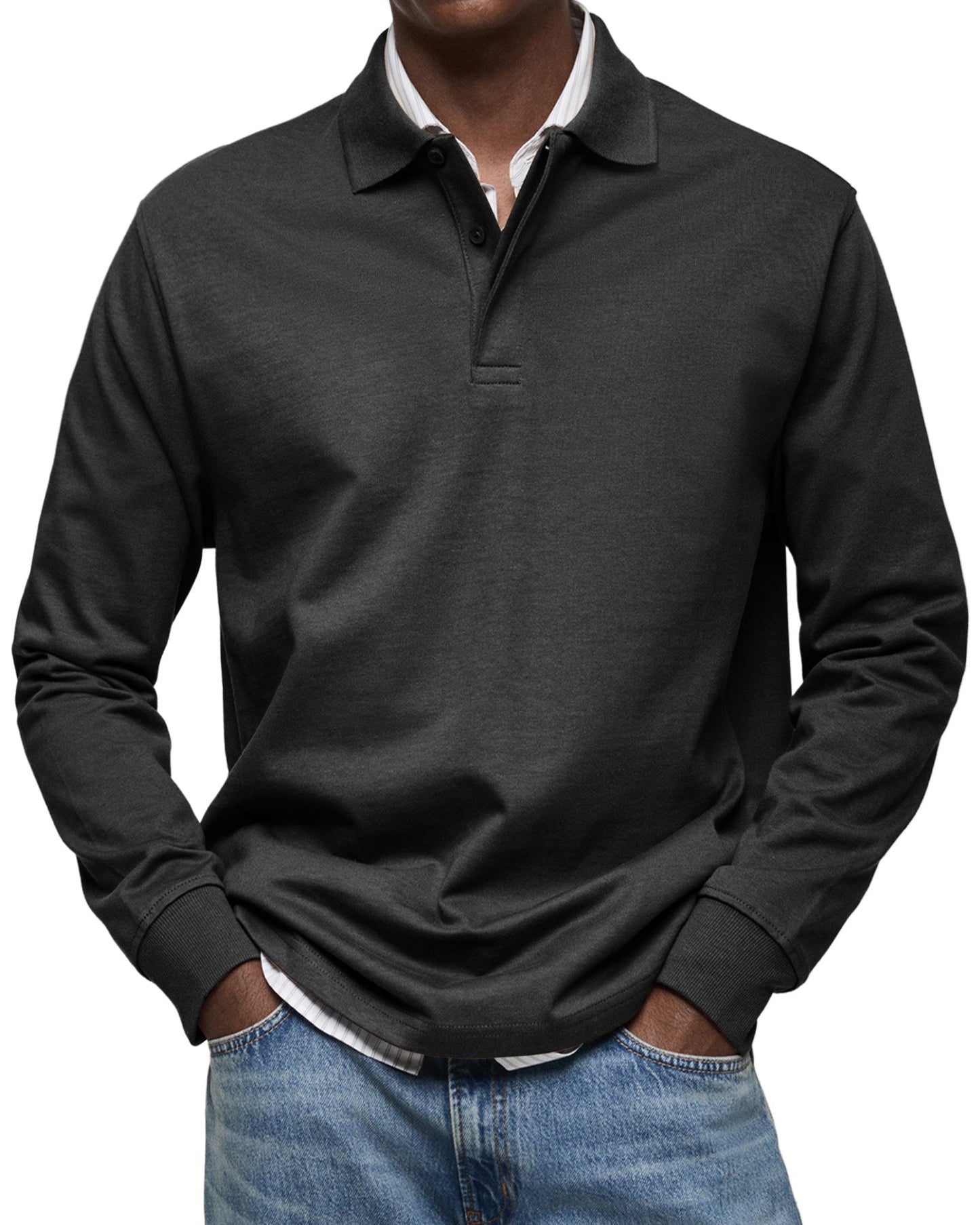 Heren poloshirt met lange mouwen – Klassieke pasvorm – Ademende stof – Tijdloze stijl