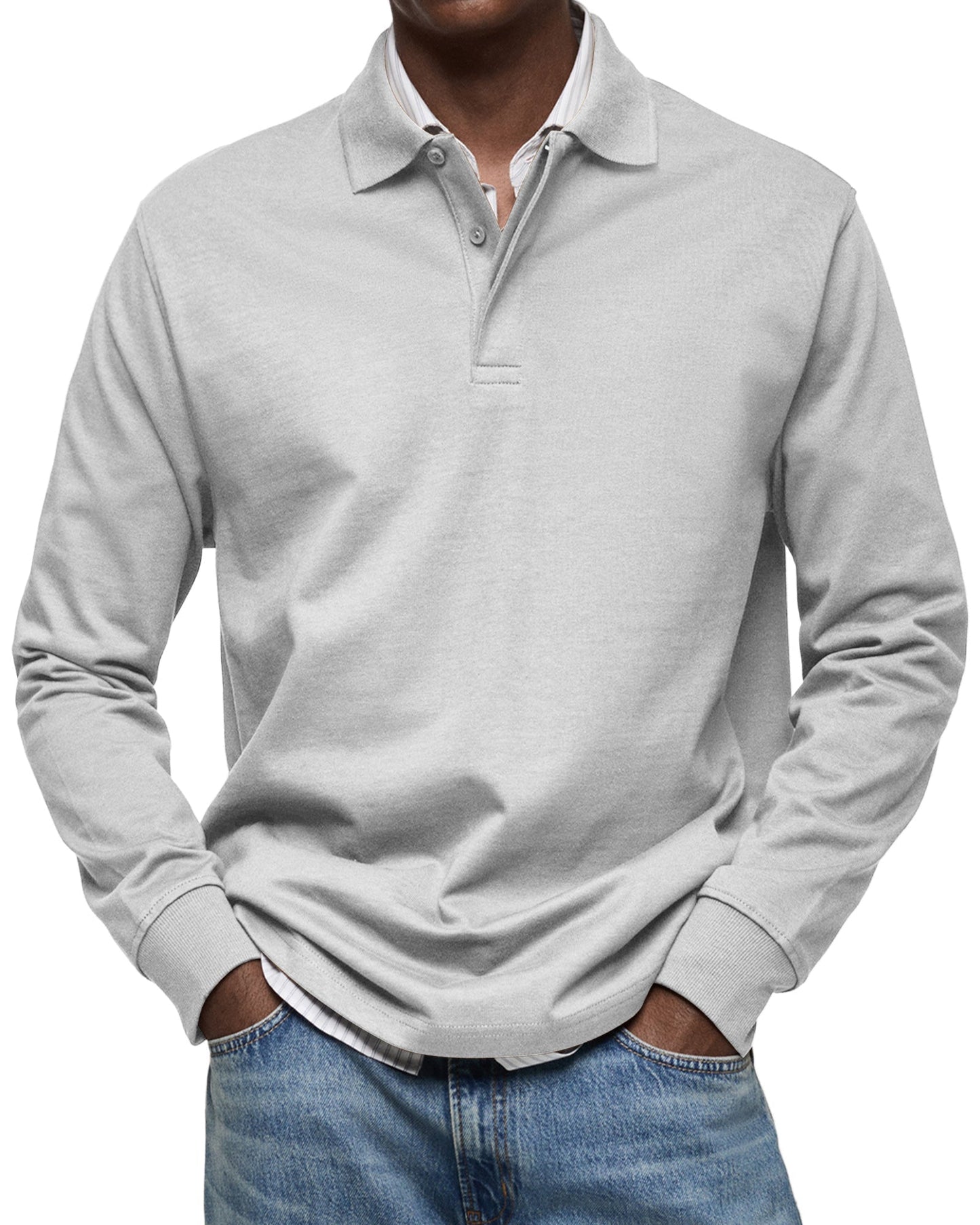 Heren poloshirt met lange mouwen – Klassieke pasvorm – Ademende stof – Tijdloze stijl