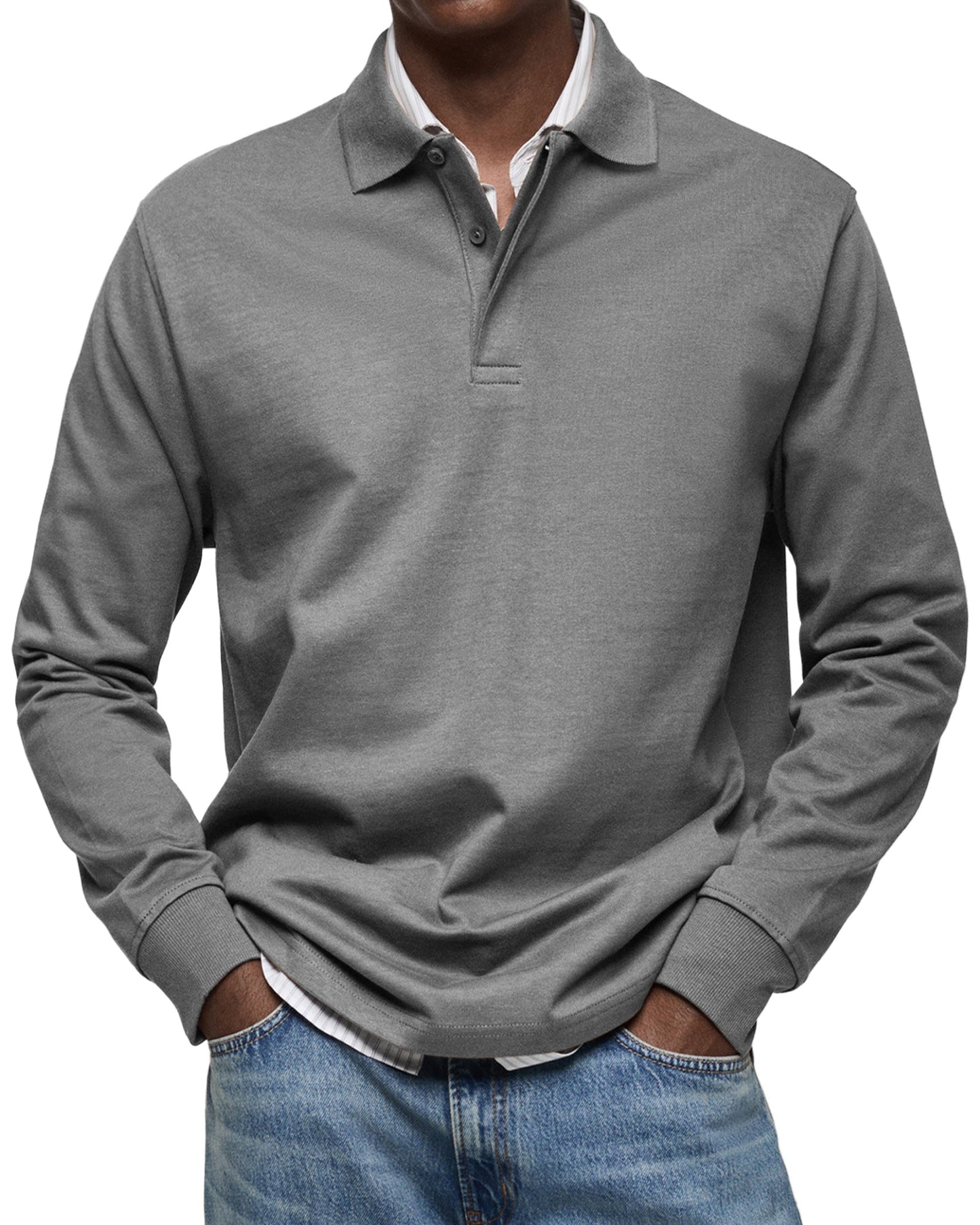 Heren poloshirt met lange mouwen – Klassieke pasvorm – Ademende stof – Tijdloze stijl