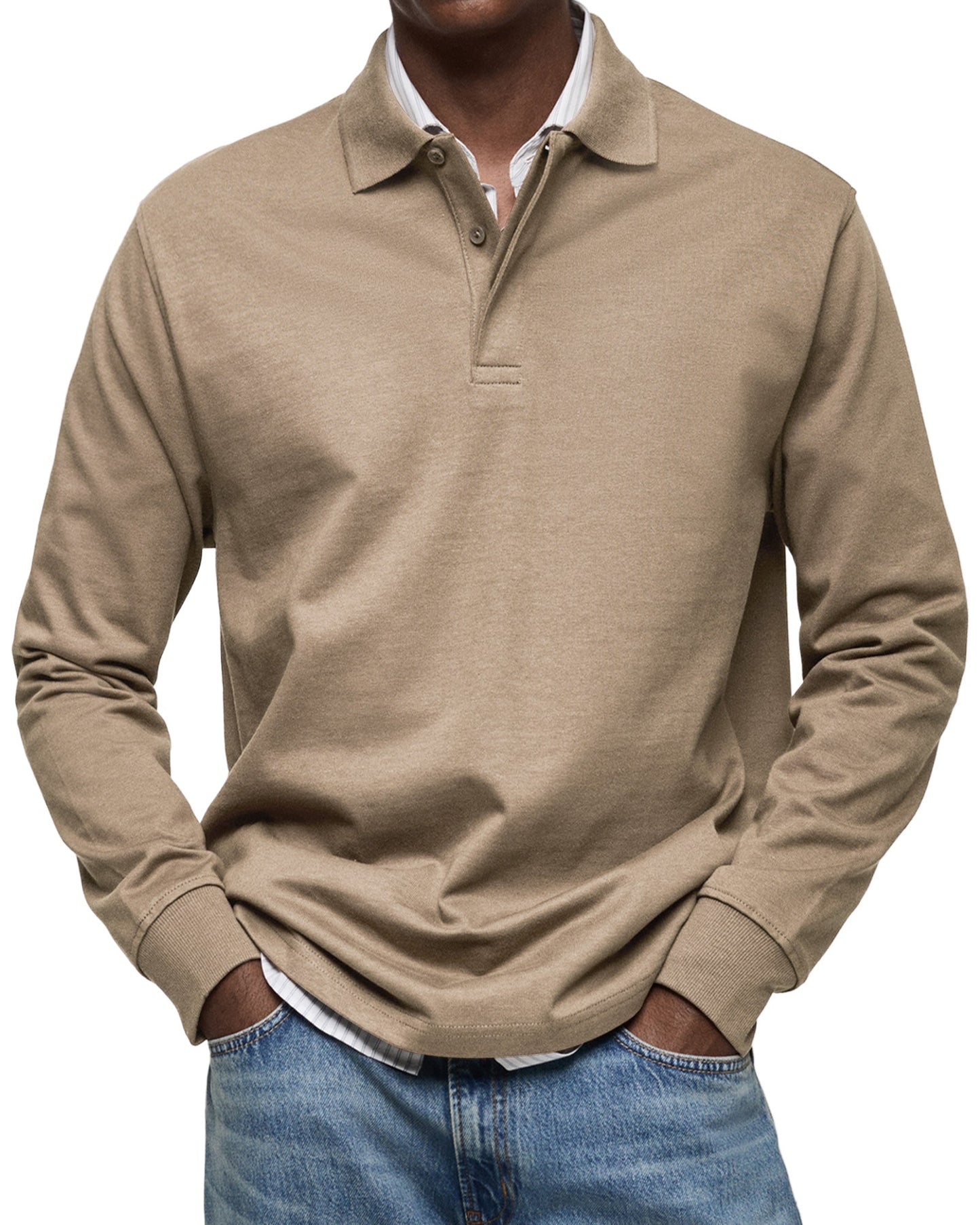 Heren poloshirt met lange mouwen – Klassieke pasvorm – Ademende stof – Tijdloze stijl