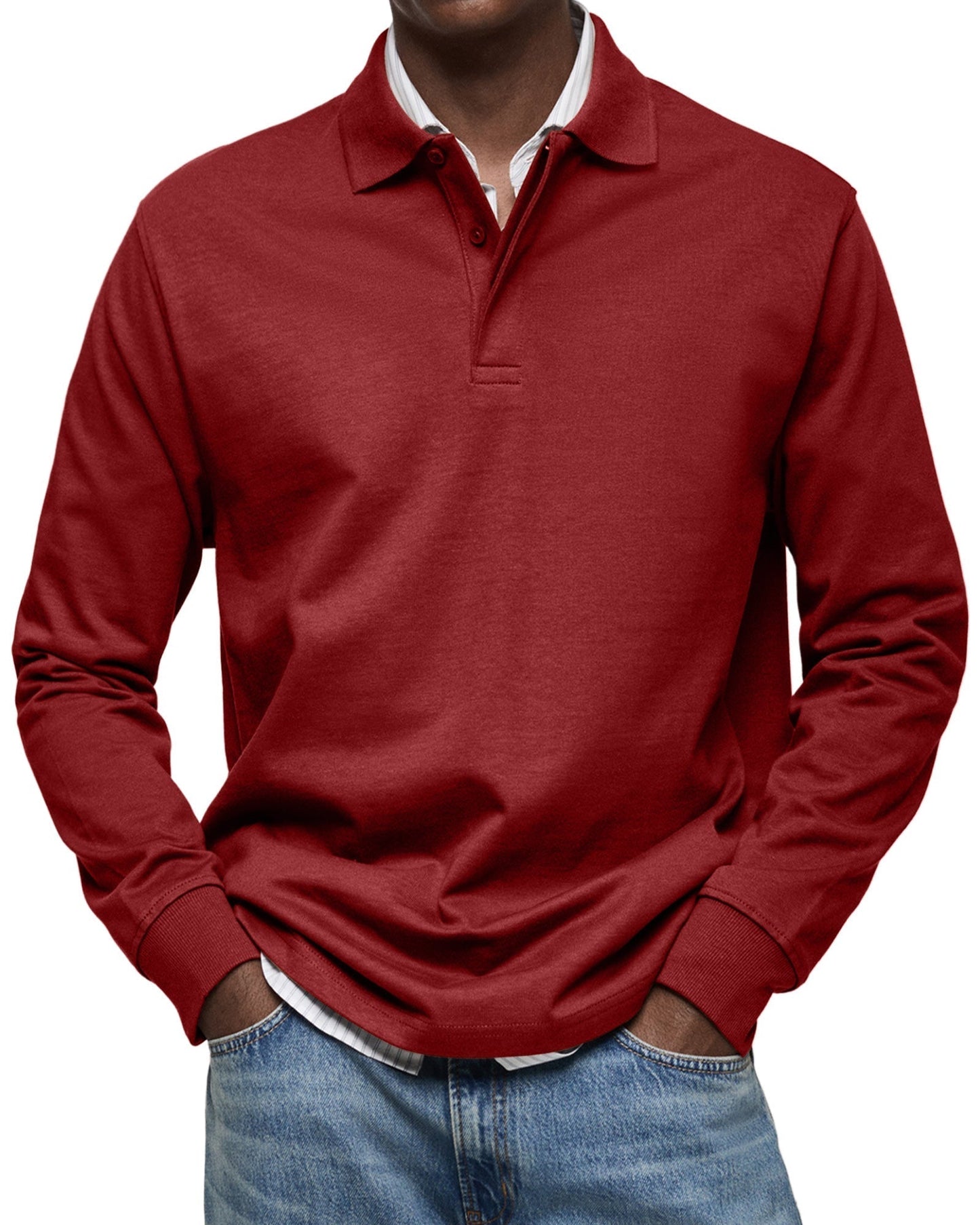 Heren poloshirt met lange mouwen – Klassieke pasvorm – Ademende stof – Tijdloze stijl