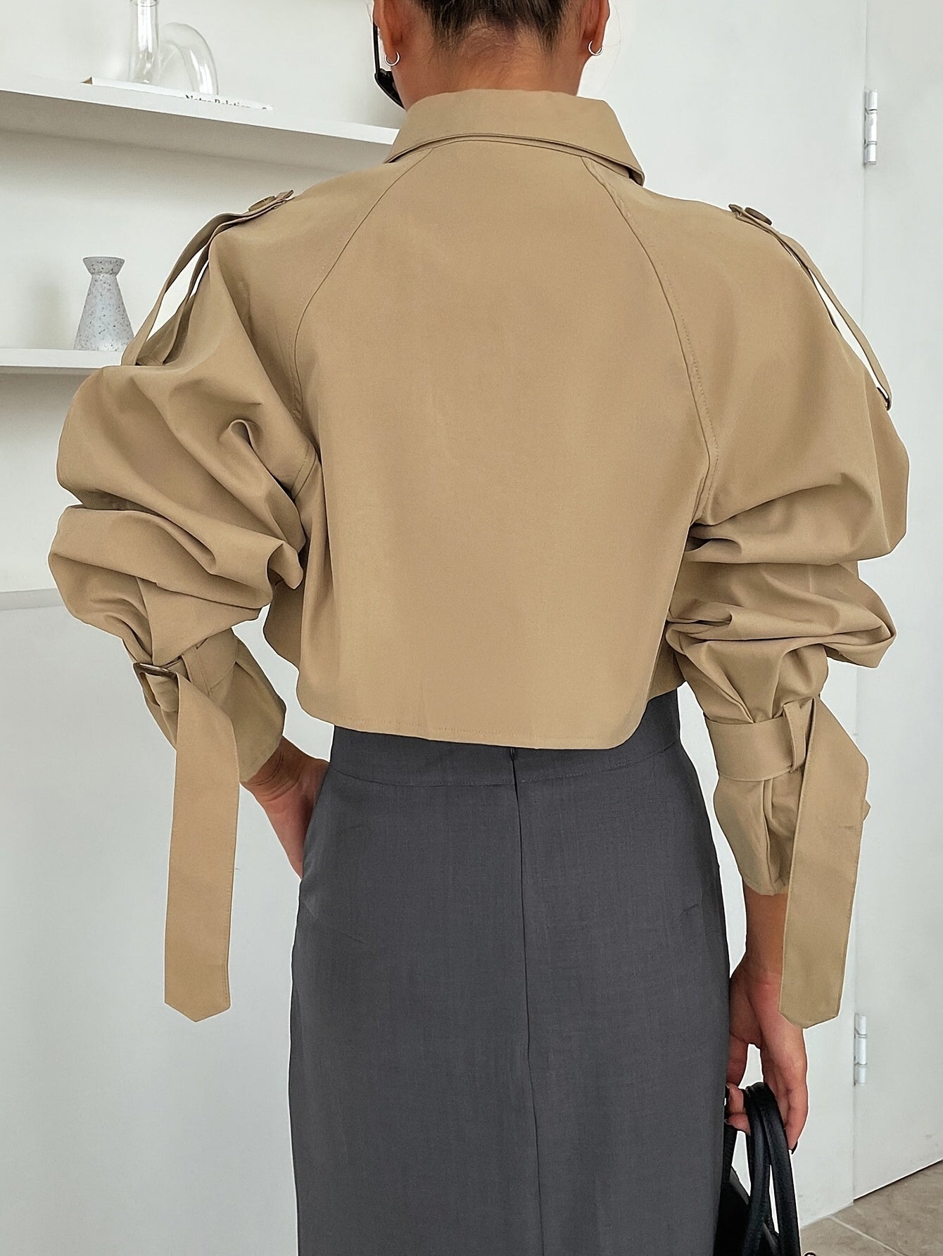 Dames trenchcoat – Kort model – Elegant ontwerp – Comfortabele stretchstof