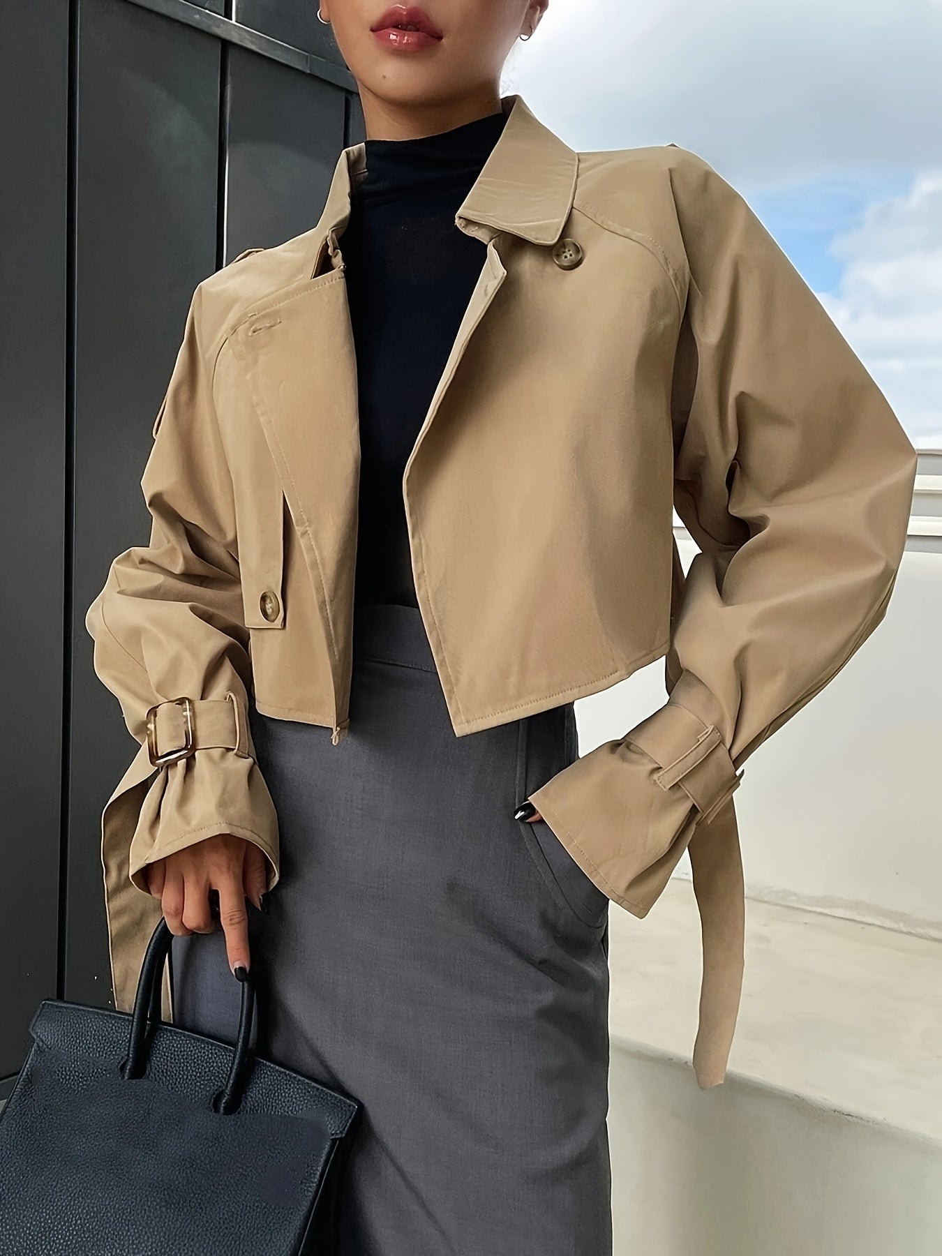Dames trenchcoat – Kort model – Elegant ontwerp – Comfortabele stretchstof
