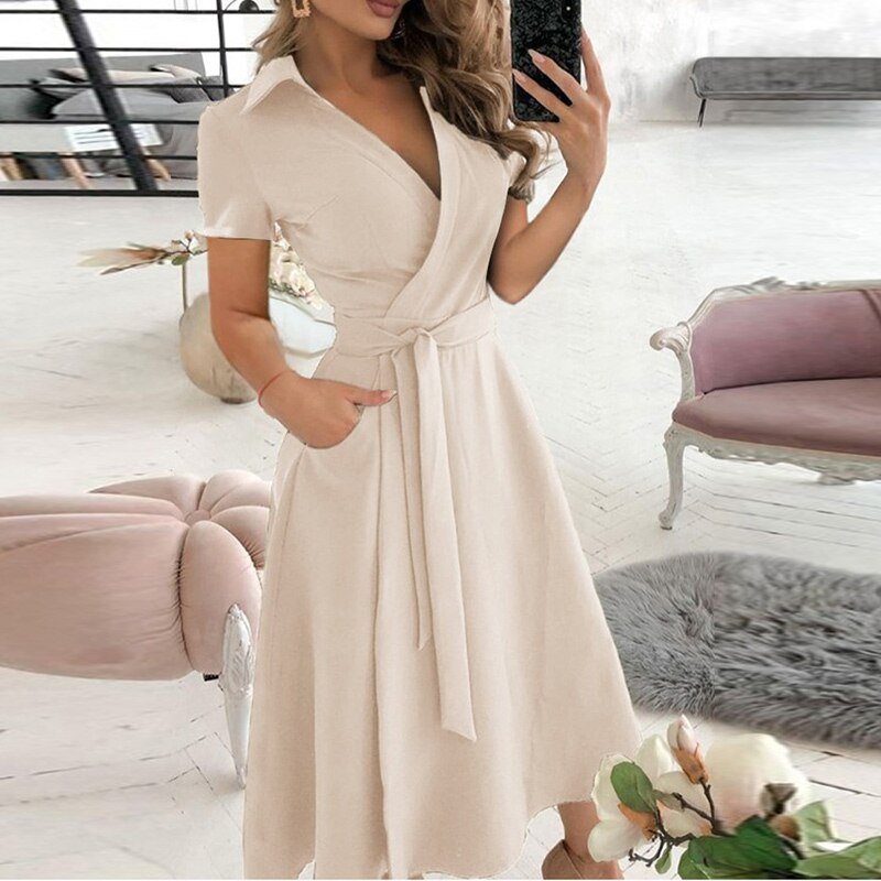 Dames midi-jurk – Lichtgewicht materiaal – Midi-lengte – Elegante look
