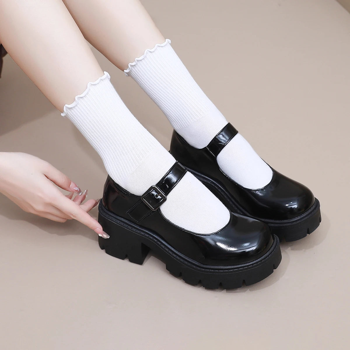 Dames Mary Jane-schoenen – Comfortabele blokhak – 2 cm plateau – Veelzijdige stijl