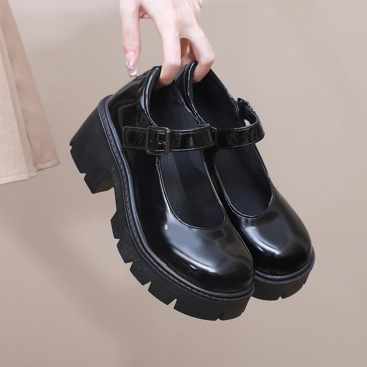 Dames Mary Jane-schoenen – Comfortabele blokhak – 2 cm plateau – Veelzijdige stijl